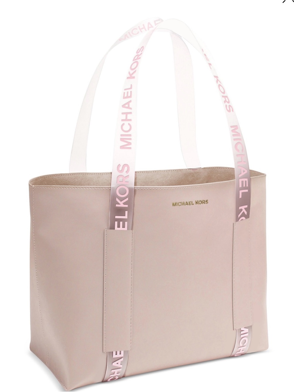 Michael Kors Large Logo Strap Tote Bag in Blush Pink